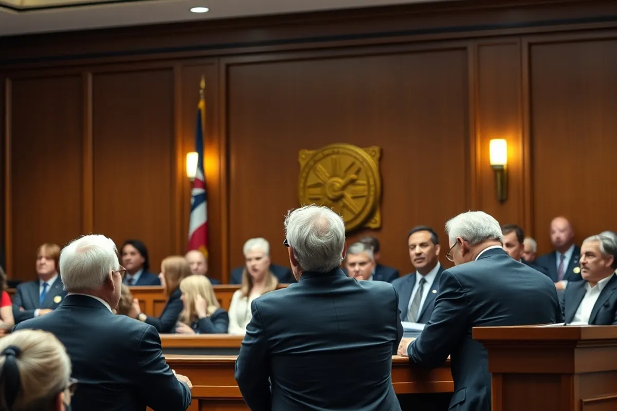 City council meeting with speakers at a podium